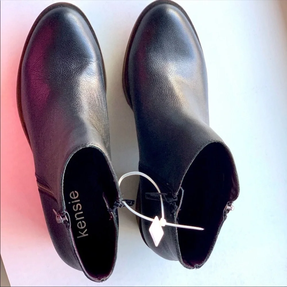 Kensie Ghita Size 6.5 Black Short Ankle Leather Boots